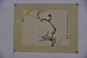 1962年柳子谷、郭味蕖白绶带鸟图纸本镜片