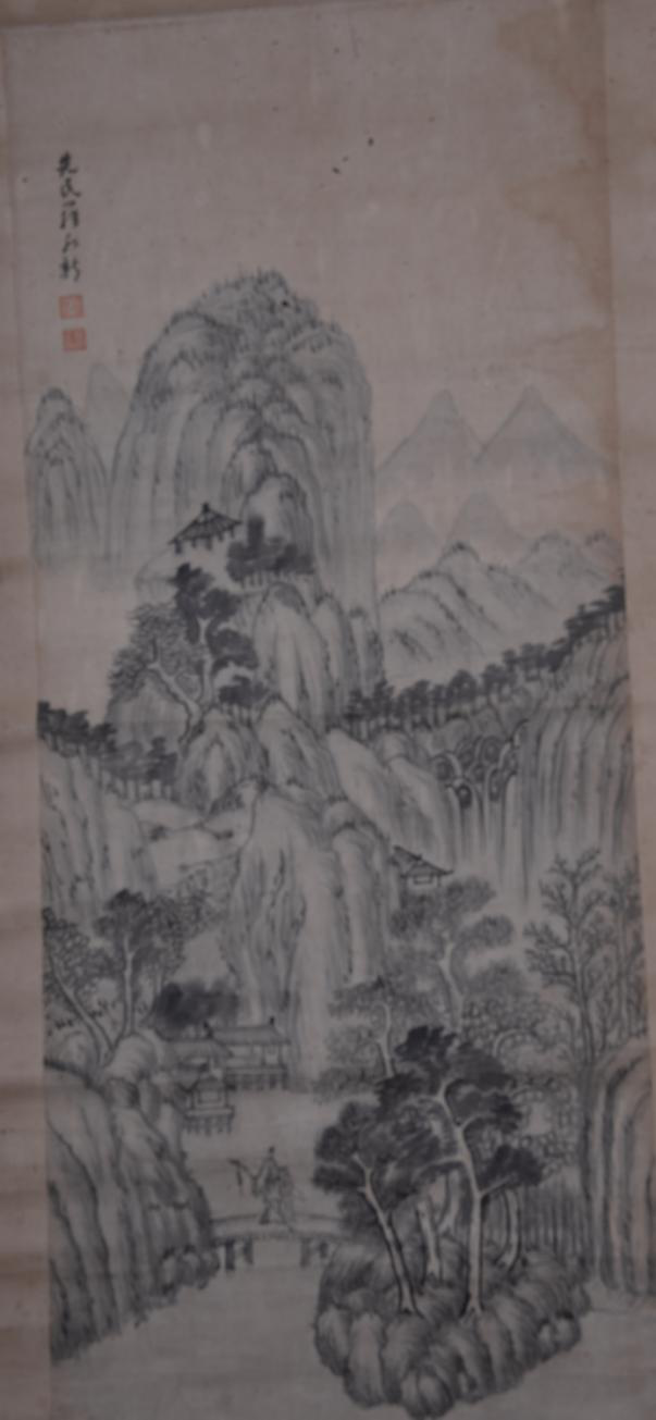 民国罗永新山水图纸本轴（一）