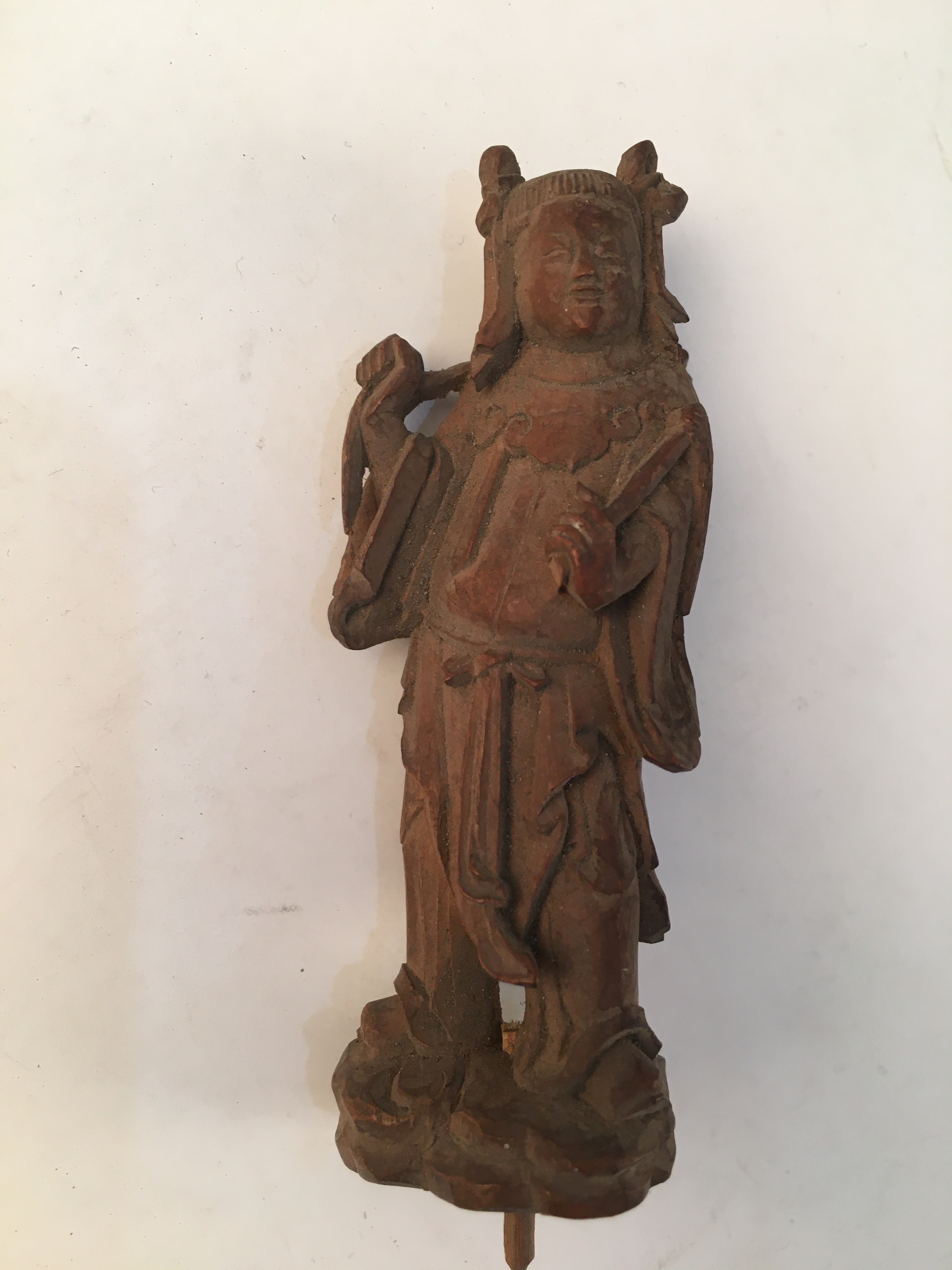 清蓝采和黄杨木雕像